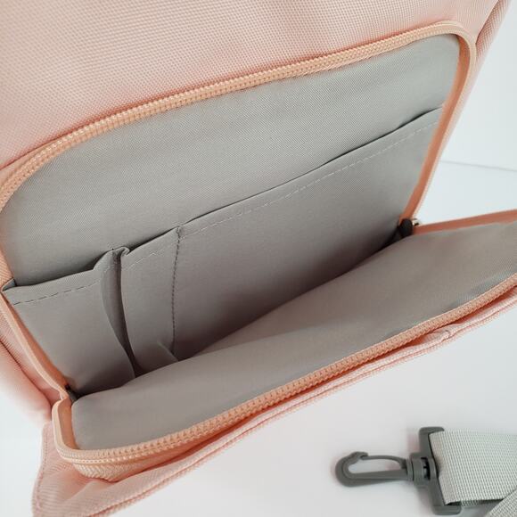 Tablet iPad Crossbody Carrying Case Bag Light Pink Softsided Canvas Zip Closures - Picture 5 of 7